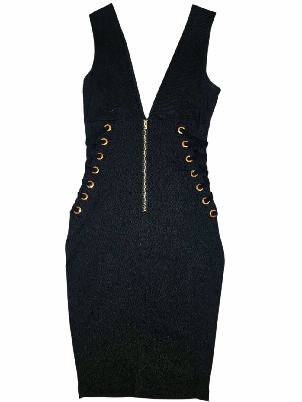 Iris Black Small Black with Gold Hardware Rivets and Zipper Corset Lacing Sides